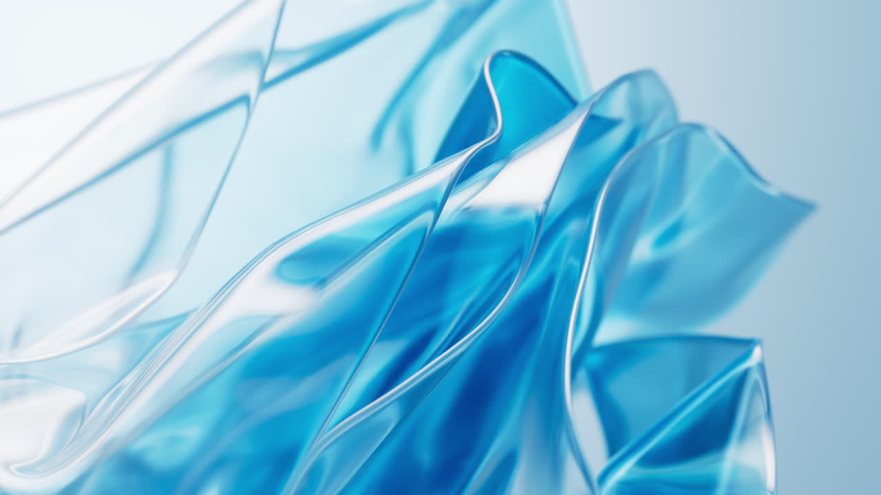 Flowing transparent blue multilayer cloth background, 3d rendering.