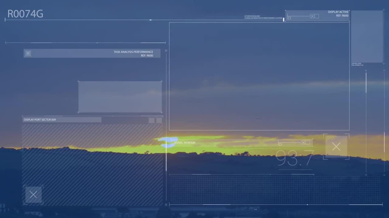 풍경 위의 화면에서 데이터 처리의 애니메이션