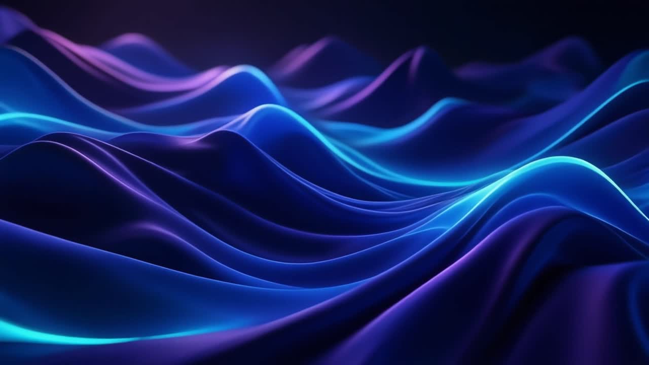 Abstract Glowing Blue and Purple Fluid Waves Background