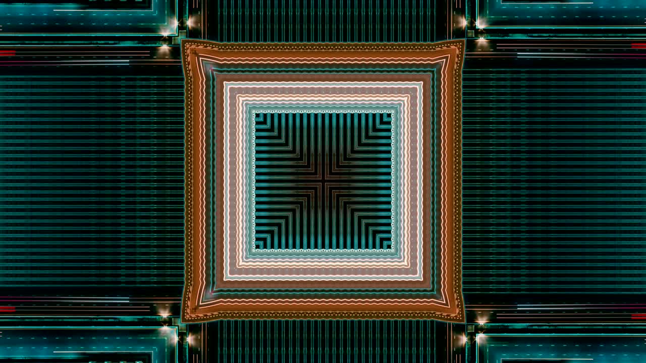 fondo abstracto futurista con animación de vuelo en túnel futurista abstracto con patrón de líneas de luz de neón.