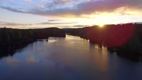 aerial video of a drone ascending to see the setting sun