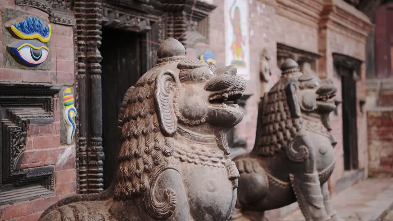 Bhaktapur Stone Statue in a Nepal Temple, Close Up Detail of Statues in Bhaktapur Ancient City Unesco World Heritage Site, a Holy and Sacred Religious Place Popular as a Tourist Destination