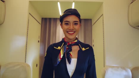 cabin crew or air hostess working in airplane