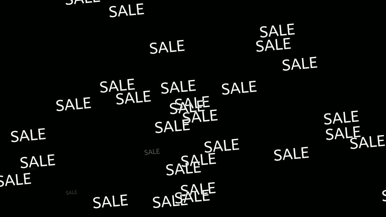 sale animation text motion graphics on black background