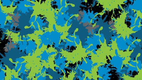 animation of blue and green splashes of paint on black background