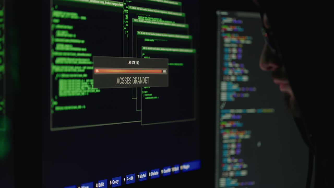 Hacker uploading data