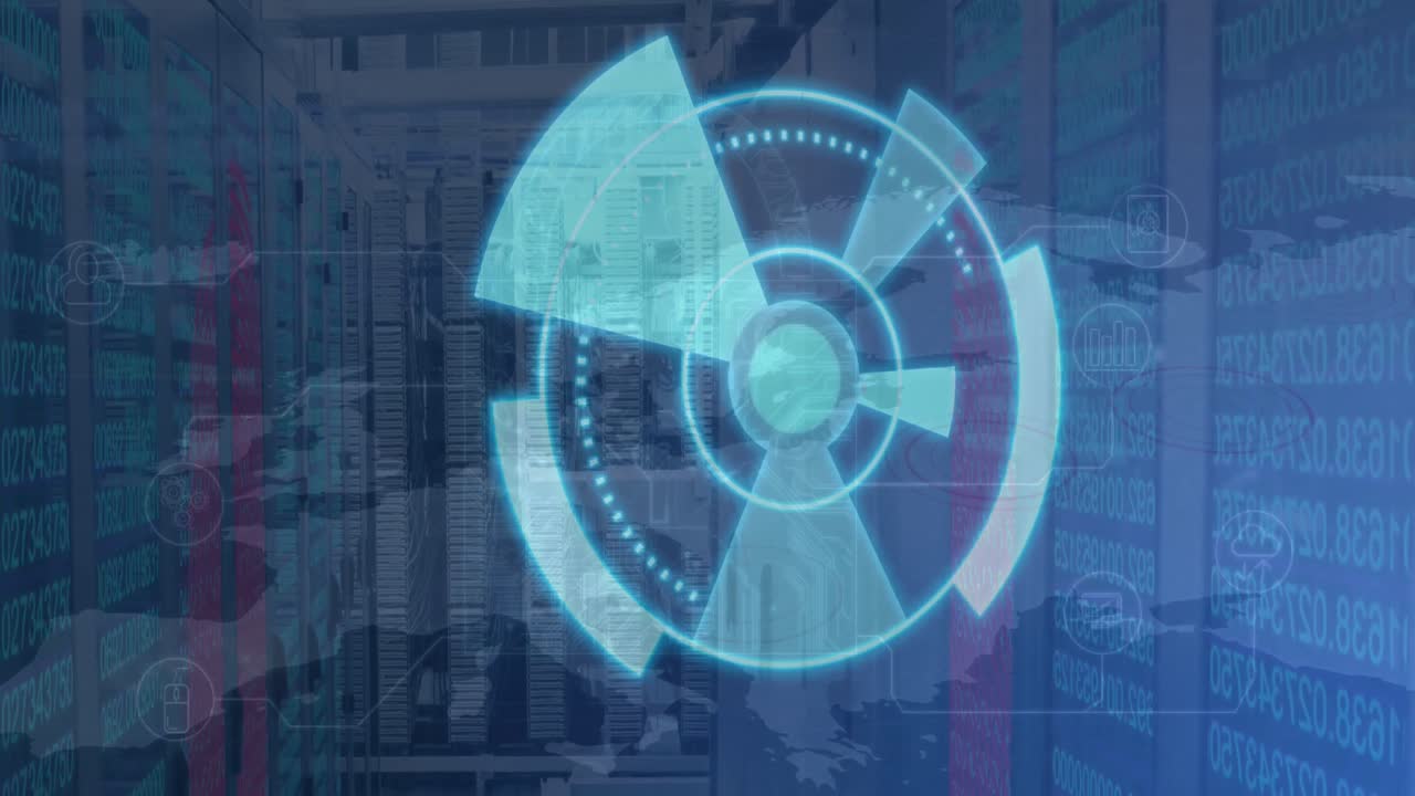 Animation of scope scanning with data processing over server room