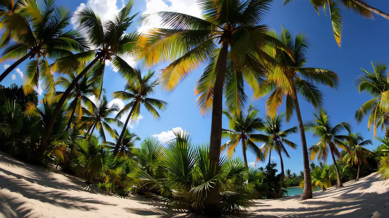 해변 에 있는 열대  나무 들