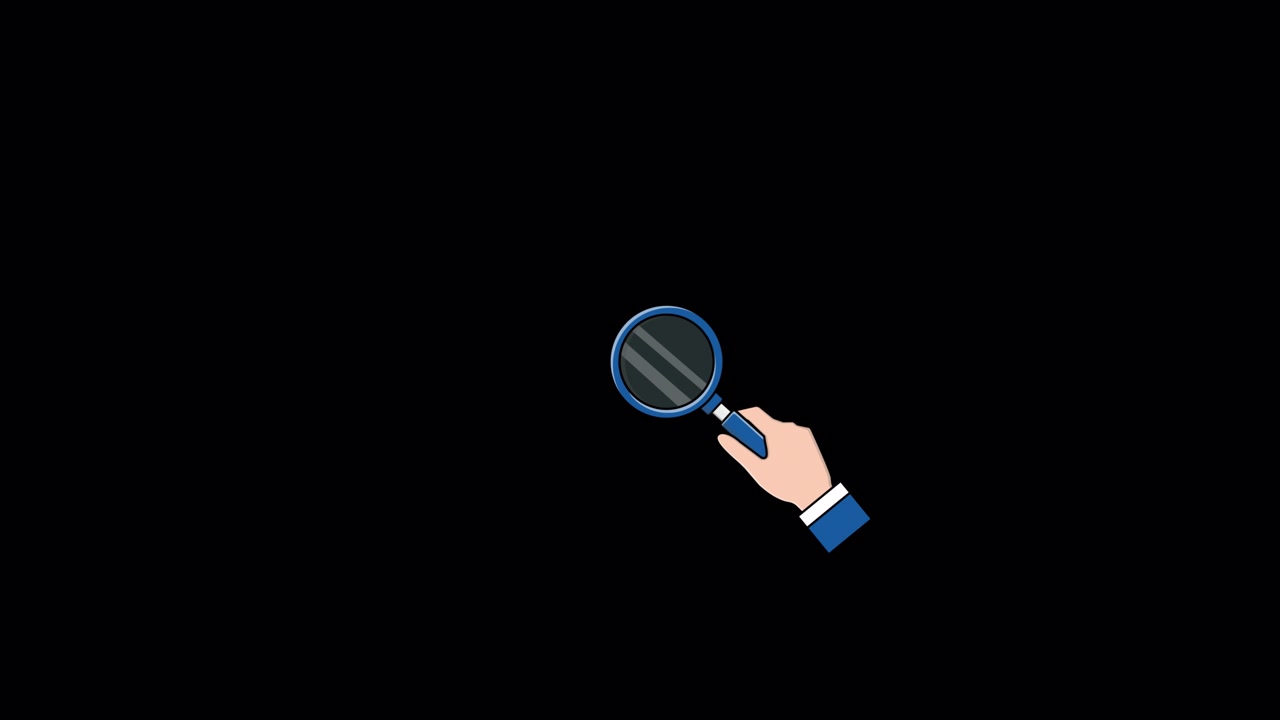 Animated Hand Holding Magnifying Glass Searching