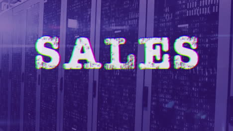 animation of sales over violet server room