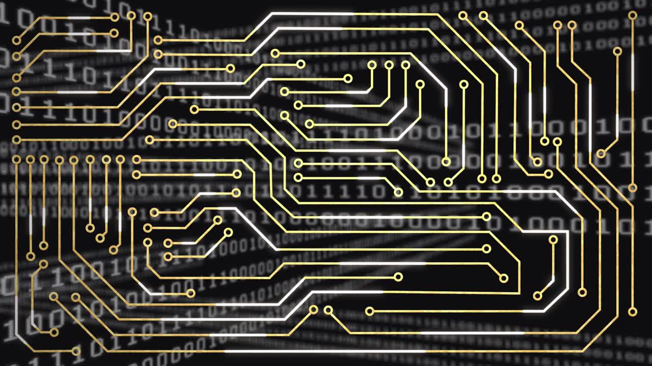 Animation of data processing over black background