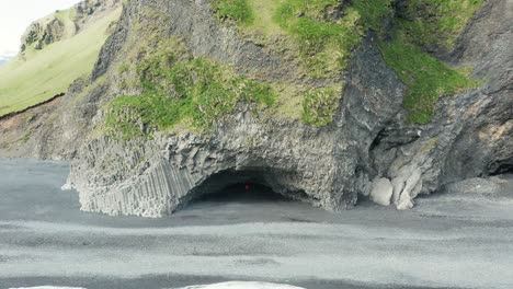 halsanefshellir basalt cave on volcanic shore of iceland, reynisfjara