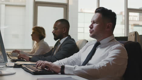 financial specialists working in office