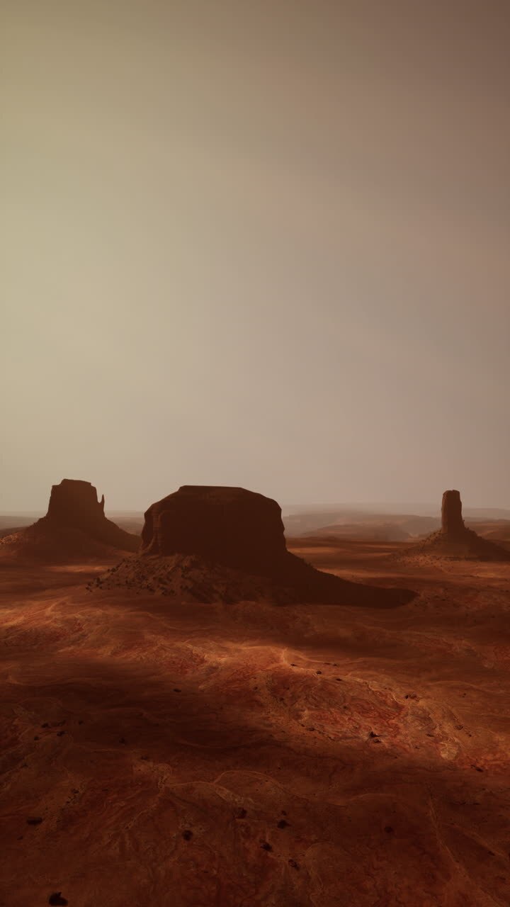 A desert landscape with red rock formations