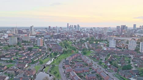 aerial view residential suburban neighbourhood in greater manchester