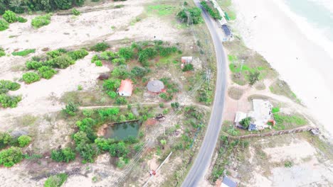 aerial view of the beautiful coastline with long sandy beaches.