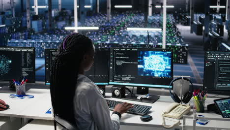 data center system administrator working on neural network tech