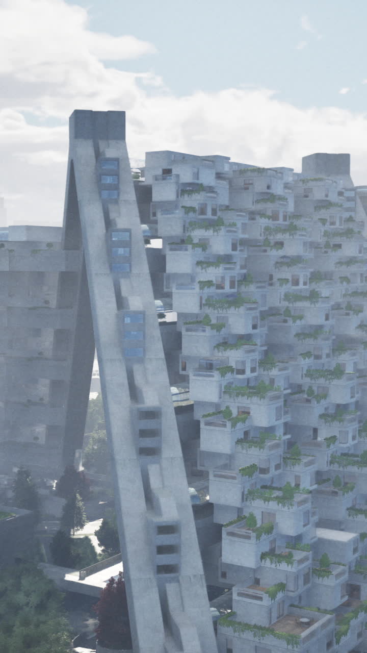 rascacielos futurista con diseño geométrico