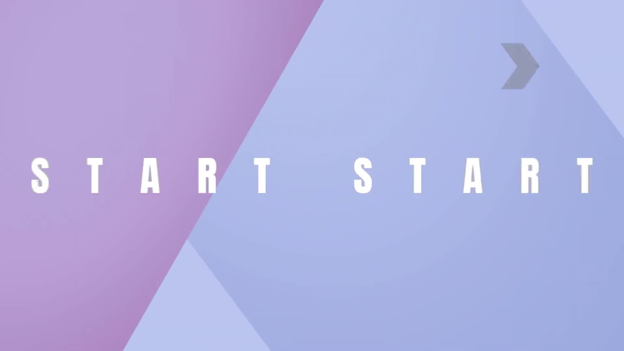 animación del texto de inicio sobre formas sobre fondo púrpura