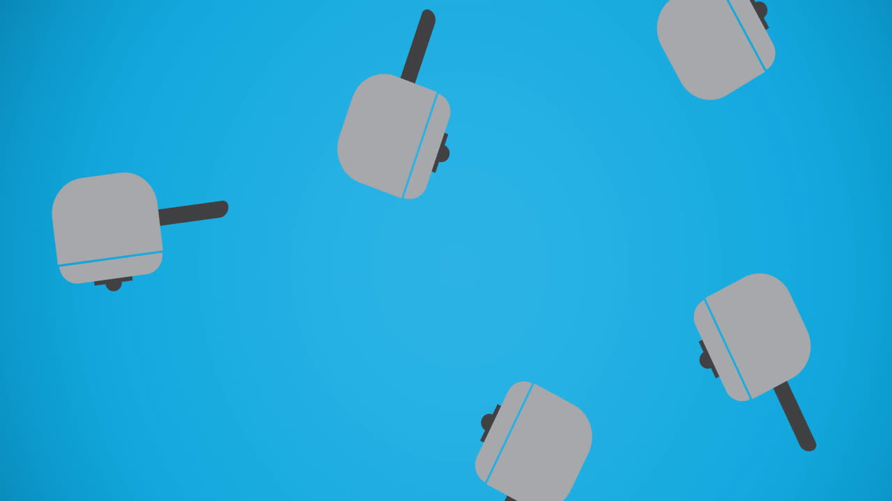 Composition of pot icons on blue background