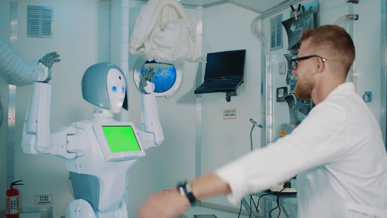 colaboración de robots y científicos en la simulación espacial