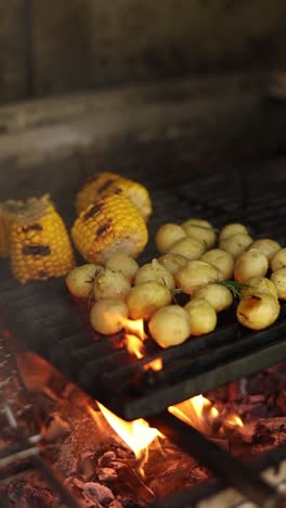 grilled corn and potatoes