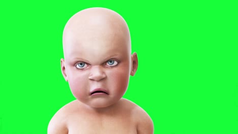 evil speaking baby, children. green screen realistic animation.