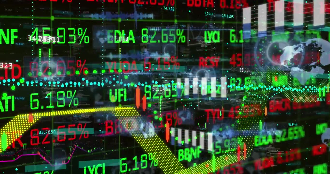 Animatie van gegevensverwerking tegen een zwarte achtergrond