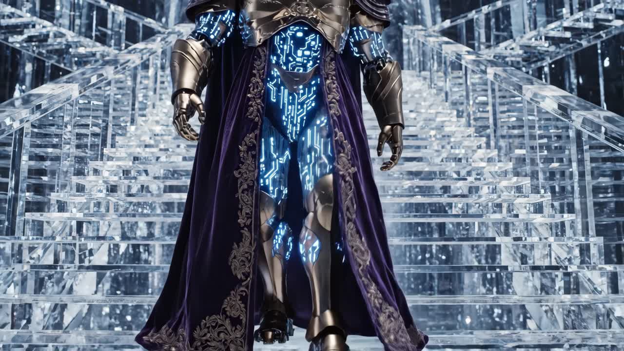 Futuristic Robot in Ornate Armor and Cape