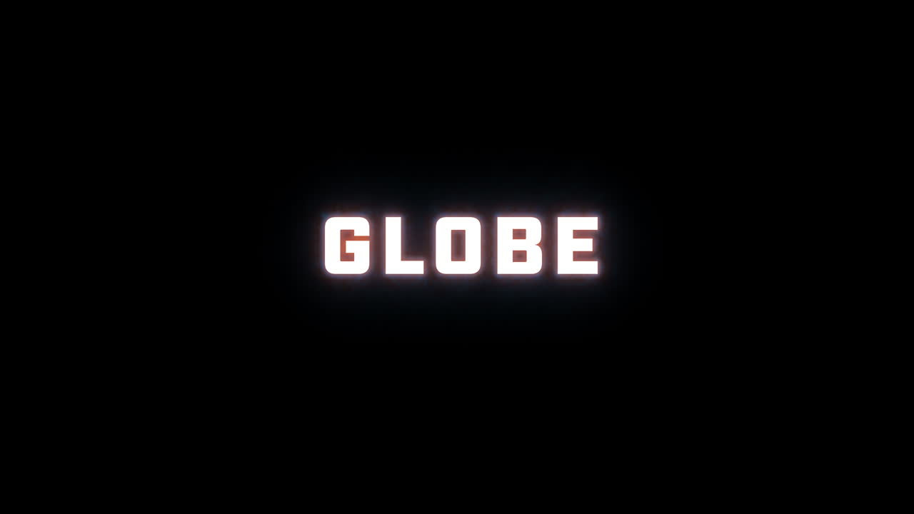 revelación de texto de 4k de la palabra "globe" en un fondo negro