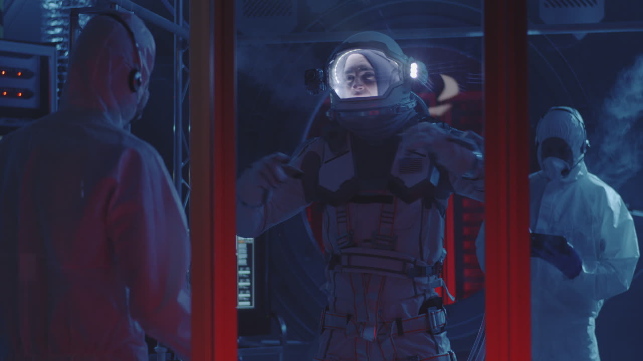 Astronaut Training in a Futuristic Space Laboratory