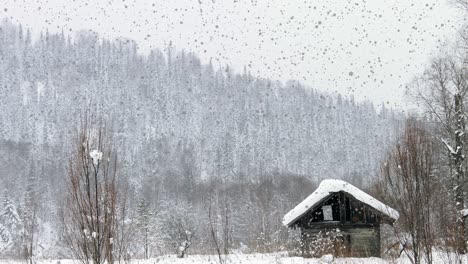 beautiful christmas woodland cabin snow scene graphical overlay