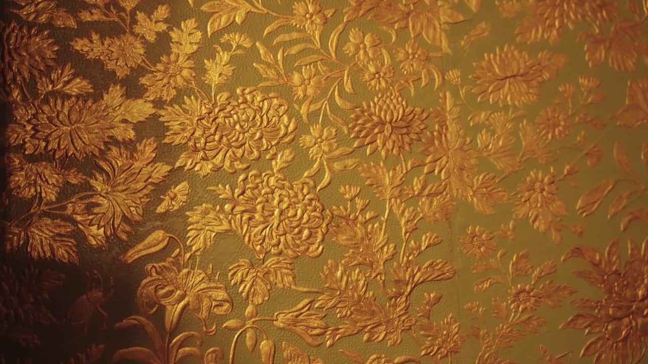 pared dorada japonesa, técnica de estampado de oro kinkara-kami, irefuneyama