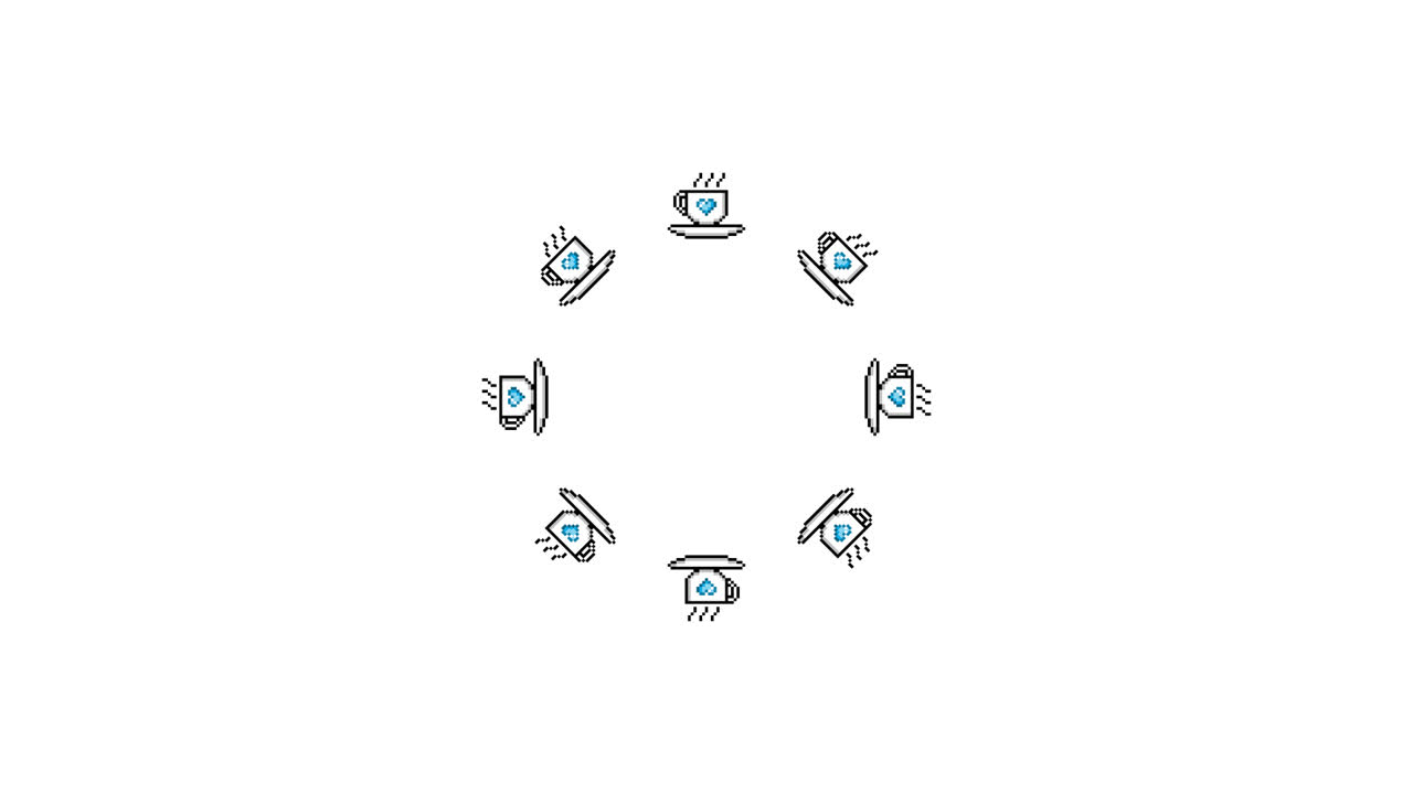 Pixel Art Coffee cup Spinning Circle Animated Overlay Transparent 30fps (2)