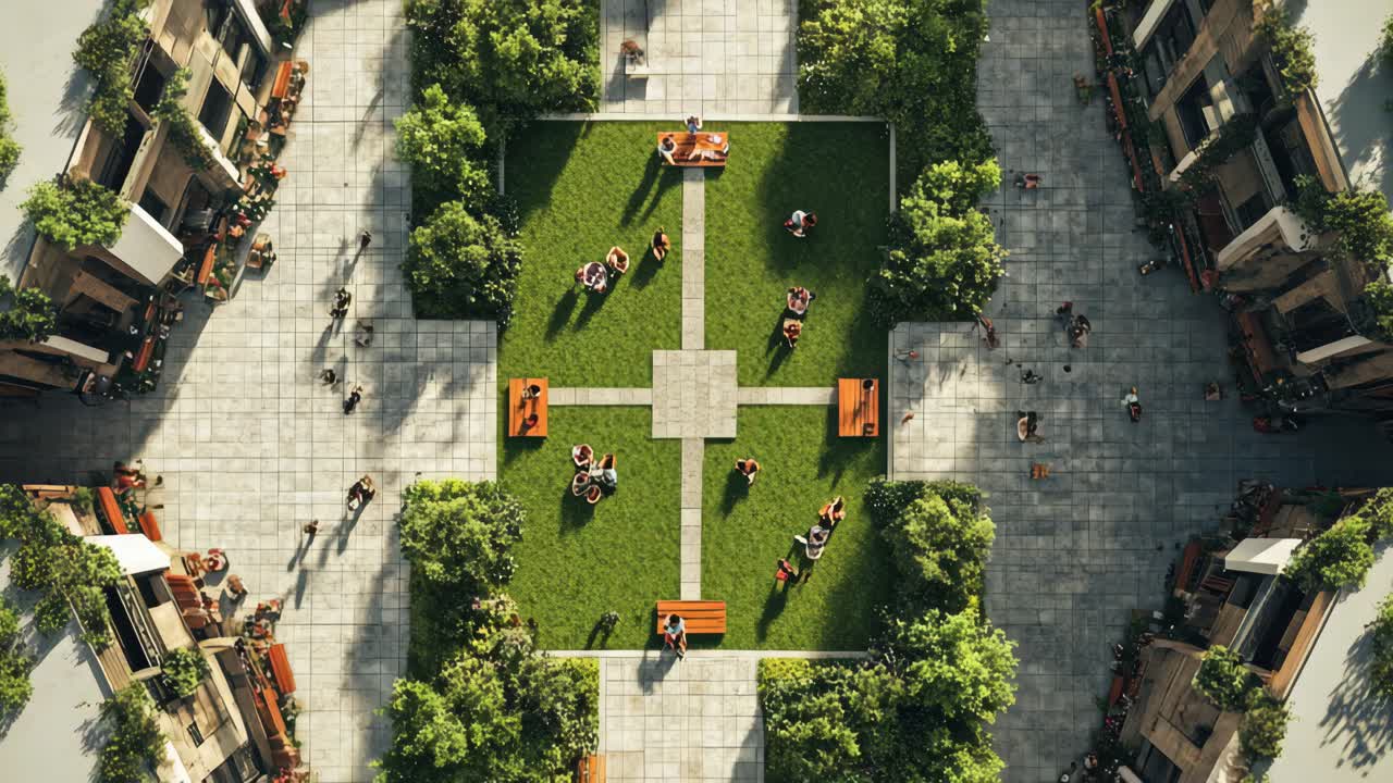 Urban Community Park Aerial View