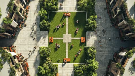 urban community park aerial view