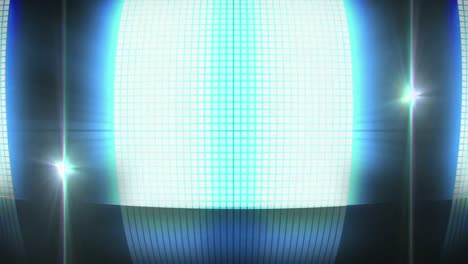 Animation-of-bouncing-blue-glowing-light-of-sound-speaker-on-black-background