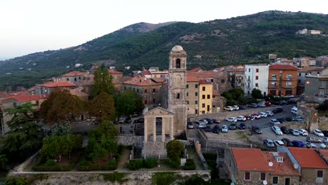 Aerial-view-of-Cori,-city-in-the-province-of-Latina,-in-the-Lazio-region,-Italy