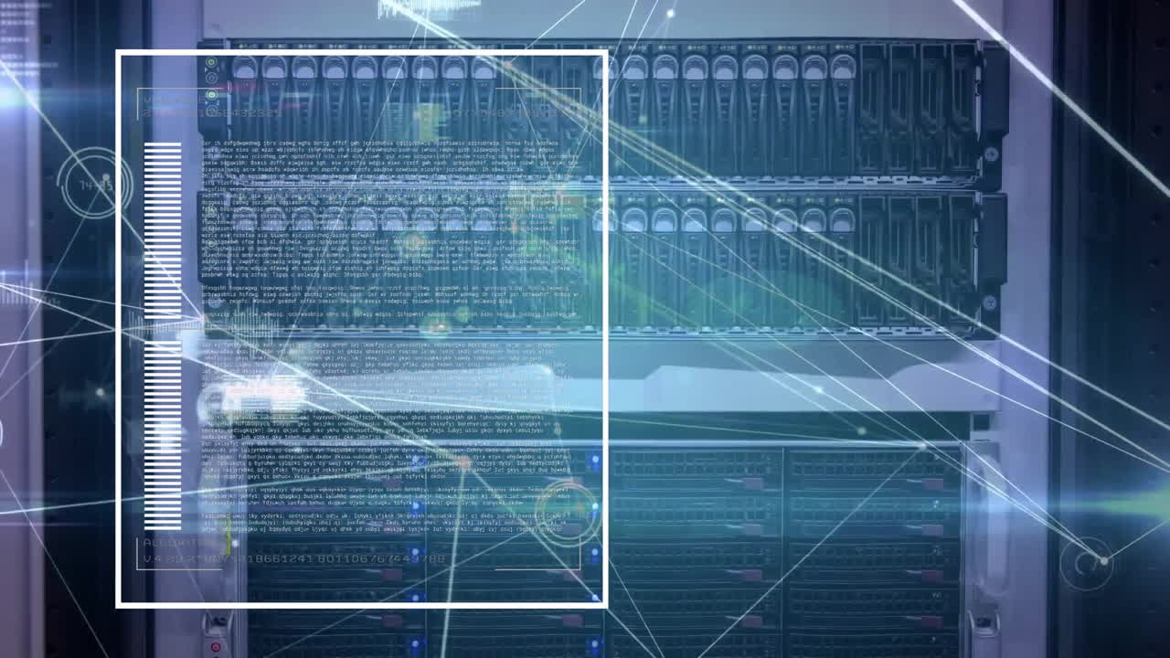 컴퓨터 서버를 통해 디지털 데이터 처리의 애니메이션