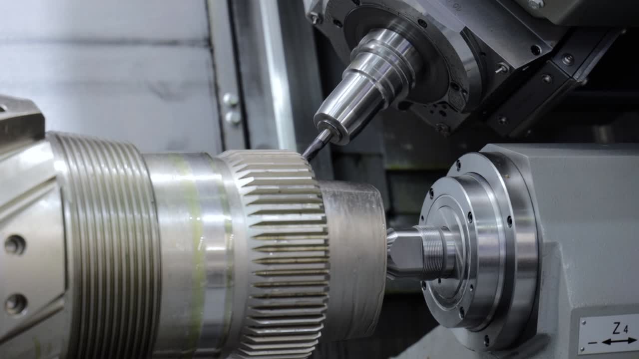 금속 가공 cnc lathe milling machine. 금속 절단 현대 가공 기술.