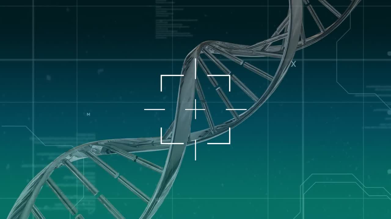 DNA and scope on blue with white grid