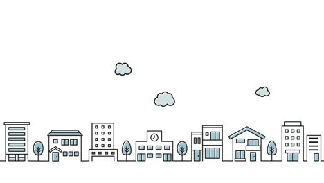 simple loop animation video of a cityscape illustration.