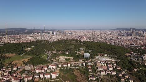 녹색 현대 도시 공중
