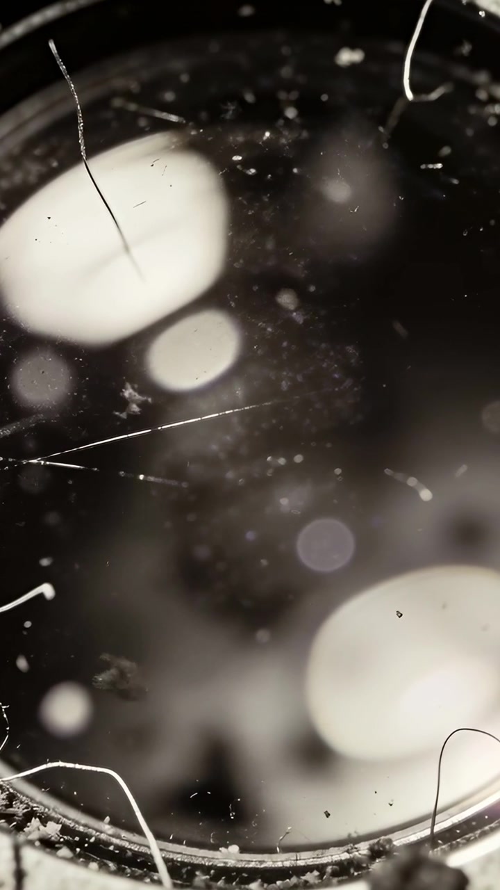 Vertical video: Camera filming rim while focus shifting on desk for check, showing hairs dust bokeh