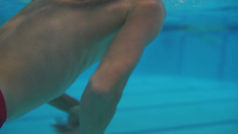 man swimming with breast stroke style than continue with freestyle