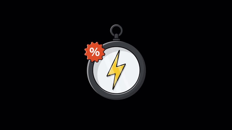 Animated Stopwatch with Lightning Bolt and Percentage Sign