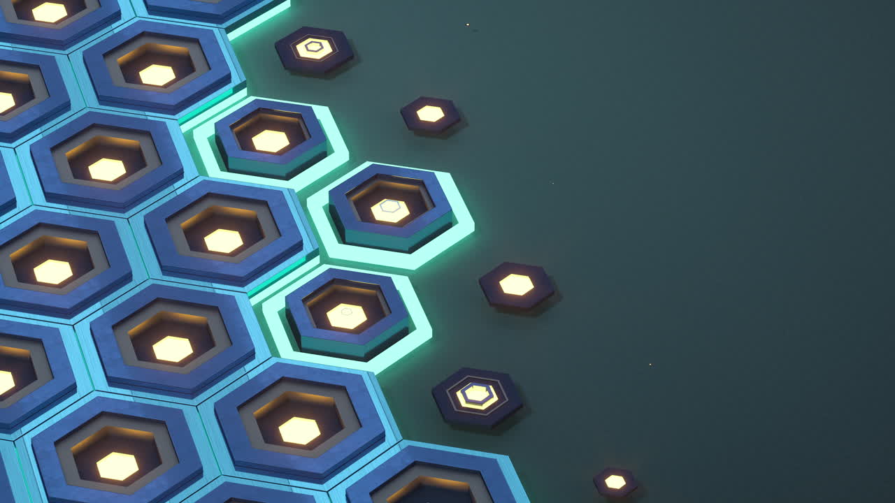 el fondo hexagonal de metal, el patrón de ciencia ficción, el renderizado en 3d.