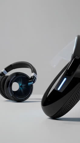 futuristic vr headset and headphones