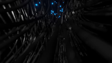 optical fibers animation of distribution of the light signal from a diode.