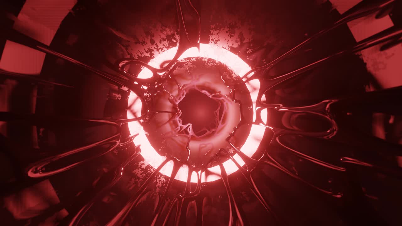 추상적인 네온 유기 터널을 날아다니며 4k의 무결한 루프, 지하 은 빛